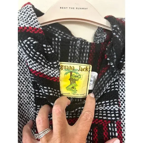 Iguana Jack Baja Hoodie Hooded Pullover Drug Rug Surfer Size S Small Red Black - Picture 2 of 6